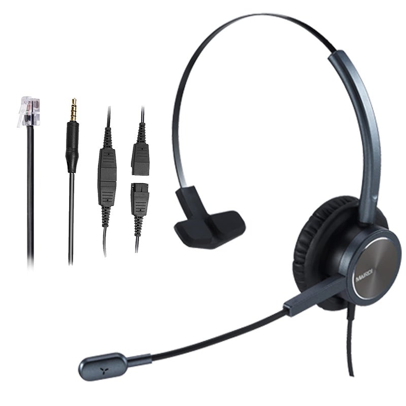 MAIRDI Telephone Headset with RJ9 & 3.5mm Jack for Office Landline Deskphone Cell Phone PC Laptop, Call Center Phone Headset with Microphone, Works for Cisco 7941 7965 6941 7861 8961 - Image 1